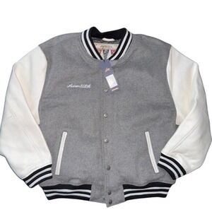 Avirex USA‎ Heather Grey Leather Sleeve Varsity Jacket Men XXL AVC00BO99 New